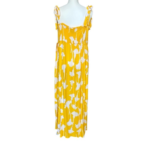 DIANE VON FURSTENBERG Yellow & White Ginkgo Flowy Sundress Tie Straps Pocket XXL - Picture 3 of 10